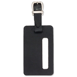 Alassio Luggage Tag 115x70mm Leather-look Black Ref 43115