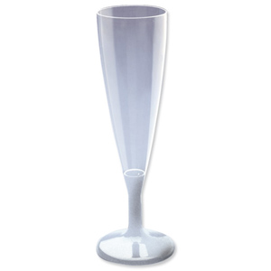 Champagne Flute Plastic Drinking Glass Clear 140ml [Pack 6]
