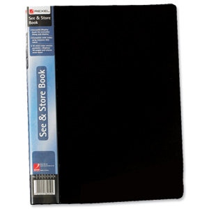 Rexel See and Store Book with Full-length Spine Ticket 20 Pockets A4 Black Ref 10555BK