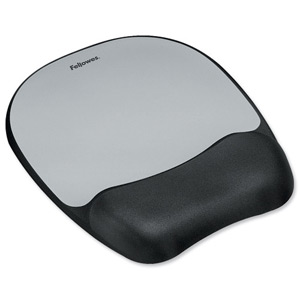 Fellowes Mousepad Non-skid Memory Foam Silver Ref 917580