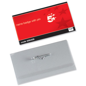 5 Star Name Badges Landscape with Pin 54x90mm [Pack 50] Ident: 282A