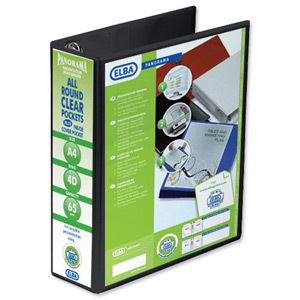 Elba Presentation Ring Binder PVC 4 D-Ring 65mm Capacity A4 Black Ref 400008442 [Pack 4]