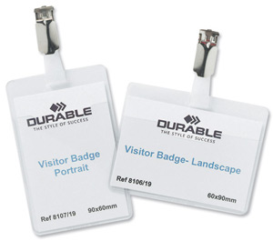 Durable Name Badges Visitors with Rotating Clip 60x90mm Ref 8612 [Pack 5] Ident: 282E
