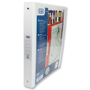 Elba Vision Ring Binder PVC with Clear Front Pocket 4 O-Ring Size 25mm A4 White Ref 100080879 [Pack 10]