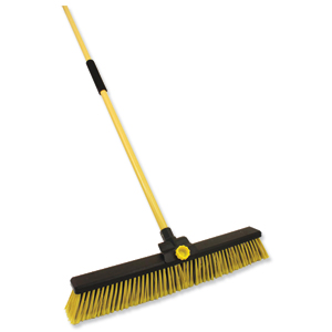 Bentley Bulldozer Broom Dual Purpose Soft/Stiff PVC Yard Broom & Metal Handle 24inch Ref SPC/HQ16