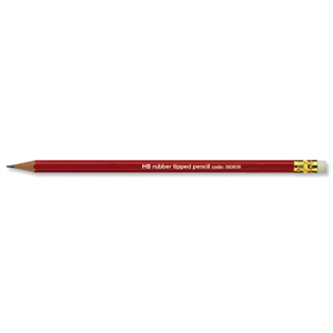 Pencil with Eraser HB Red Barrel [Pack 12]