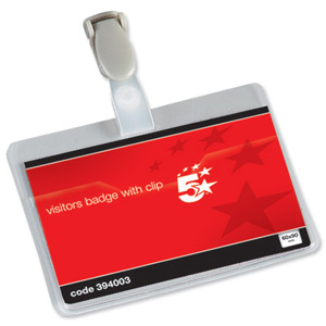 5 Star Name Badges Visitors Landscape with Plastic Clip 60x90mm [Pack 25] Ident: 282A