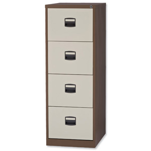 Trexus Filing Cabinet Steel Lockable 4-Drawer W470xD622xH1321mm Brown and Cream