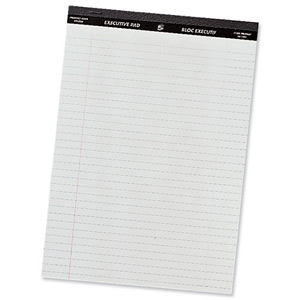 5 Star Executive Pad Perforated Top Feint Ruled Blue Margin Red 50 White Sheets A4 [Pack 10]