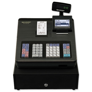 Sharp Cash Register 207B 2000 PLUs 99 departments and 12 lines/sec W424xD355xH326mm Black Ref XE-A207B