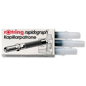 Rotring Ink Cartridges For Rapidograph Pens Black Ref S0194650 [Pack 3]