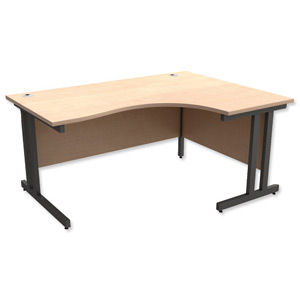 Trexus Contract Plus Cantilever Radial Desk Right Hand Graphite Legs W1600xD1200xH725mm Maple