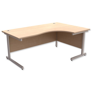 Trexus Contract Radial Desk Right Hand Silver Legs W1800xD1200xH725mm Maple