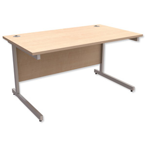 Trexus Contract Desk Rectangular Silver Legs W1400xD800xH725mm Maple