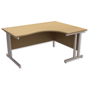 Trexus Contract Plus Cantilever Radial Desk Right Hand Silver Legs W1600xD1200xH725mm Oak