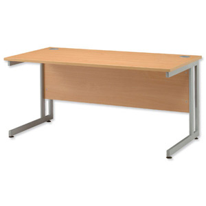 Sonix System Desk Rectangular Silver Legs W1400xD800xH720mm Beech Ref 35
