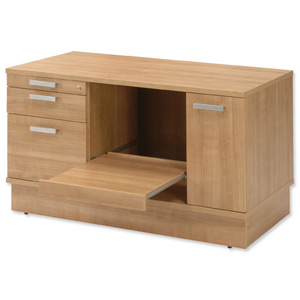 Adroit Virtuoso Return Desk Storage Unit with Printer Shelf W1200xD600xH705mm Cherry Marbella