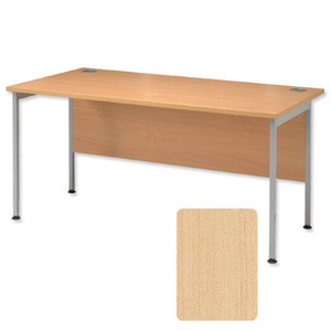Sonix Traditional Desk Rectangular Silver Legs W1800xD800xH720mm Maple Ref 32