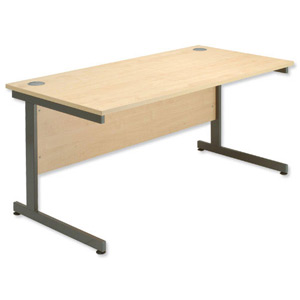 Sonix Contract Desk Rectangular Grey Legs W1400xD800xH720mm Maple Ref 32