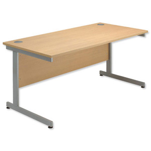 Sonix Contract Desk Rectangular Silver Legs W800xD800xH720mm Maple Ref 31