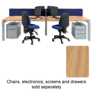 Sonix Bench Quadruple Desk Rectangular W3200xD1600xH720mm Oak Ref 36