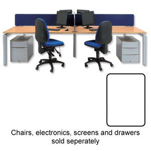 Sonix Bench Quadruple Desk Rectangular W3200xD1600xH720mm White Ref 38