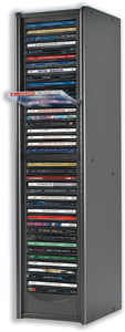 Compucessory CD Storage Tower MDF One-Touch for 40 Disks W172xD197xH677mm Dark Silver Ref 442676