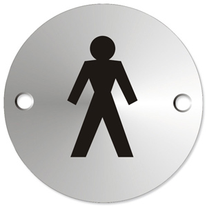 Circular Convex Gents Logo Sign Satin Anodised Aluminium 72mm Diameter