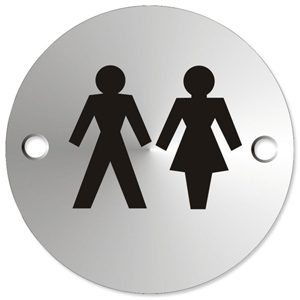 Circular Convex Unisex Logo Sign Satin Anodised Aluminium 72mm Diameter