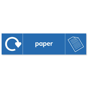 Stewart Superior Recycling Bin Sticker Paper 900x50mm Self Adhesive Vinyl Blue Ref BS001
