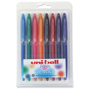 Uni-ball UM170 SigNo Gelstick Rollerball Pen 0.7mm Tip 0.4mm Line Assorted Ref 5011715 [Wallet 8]