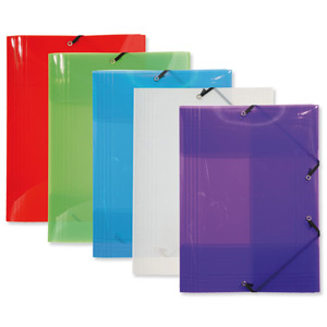 Exacompta Polypropylene Elasticated Three Flap Folder A4 Assorted Ref 56701E [Pack 25]
