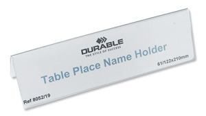 Durable Table Place Name Holder 61x210mm Ref 8052 [Pack 25] Ident: 283G