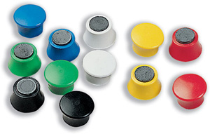 Nobo Magnetic Drawing Pins Round Plastic Diameter 18mm Assorted Ref 1901102 [Pack 12]