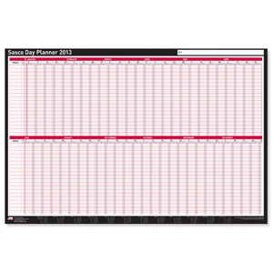 Sasco 2013 Day Planner Mounted 40 Staff 7 Day Week W915xH610mm Ref 2400600