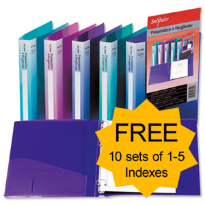 Snopake Presentation Ring Binder Polypropylene 4 O-Ring 25mm Size A4 Assorted Ref 15555 [Pack 10]