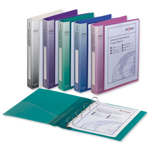 Snopake Executive Presentation Ring Binder Polypropylene 4 D-Ring 25mm A4 Assorted Ref 13392 [Pack 10]