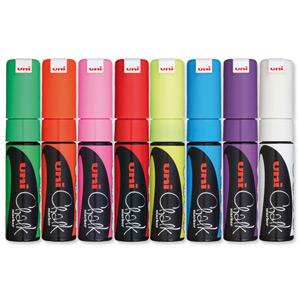 uni Chalk Marker Broad Chisel Tip PWE-8K Line Width 8mm Assorted Ref 5046762 [Wallet 8]