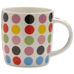 Mug Fine China Barrel Shaped Coloured Spots Design [Pack 6]