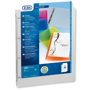 Elba Polyvision Presentation Ring Binder Polypropylene 4 Ring 25mm A4 Clear Ref 100081049 [Pack 12]