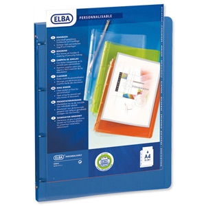 Elba Polyvision Presentation Ring Binder Polypropylene 4 Ring 25mm A4 Blue Ref 100081048 [Pack 12]