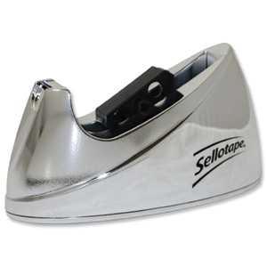 Sellotape Large Chrome Dispenser Non-slip for 25mm x 33m and 66m Rolls Ref 4640