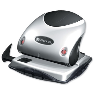 Rexel P225 Punch 2-Hole Robust Metal with Nameplate Capacity 25x 80gsm Silver and Black Ref 2100743