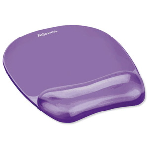 Fellowes Crystal Mouse Mat Pad with Wrist Rest Gel Purple Ref 91441