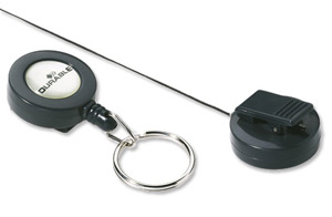 Durable Badge Reel Plastic with Key Ring Fastener and Retractable Cord Black Ref 8222/58 [Pack 10]