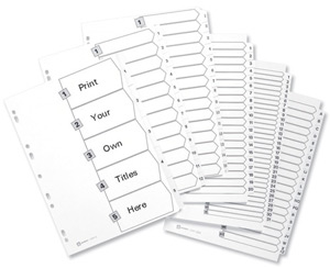 Avery Index Multipunched A-Z 20-Part A4 White Ref 05466061
