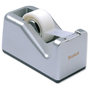 Scotch Magic Tape Compact Dispenser Desktop with 1 Roll 19mmx8.8m W50xD100xH60mm Silver Ref C28-ST