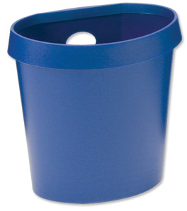 Avery DR500 Waste Bin with Rim Flat Back 18 Litres W350xD250xH340mm Blue Ref DR500BLU