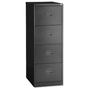 Trexus Filing Cabinet Steel Lockable 4-Drawer W470xD622xH1321mm Black Ref CC4H1A av1
