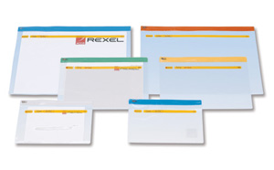 Rexel Carry Zip Bag Heavyweight PVC Clear with Coloured Seal A5 Assorted Ref A5 [Pack 30]